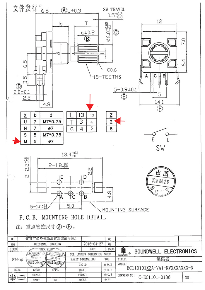 EC11編碼開關規(guī)格書