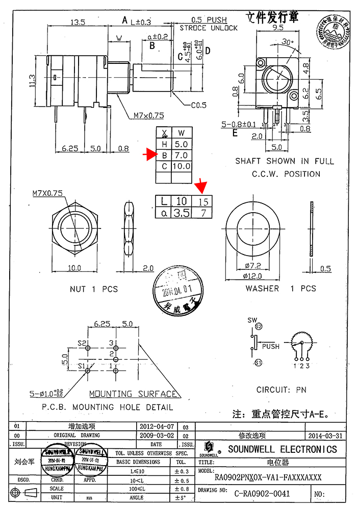 RA09電位器開關(guān)規(guī)格書