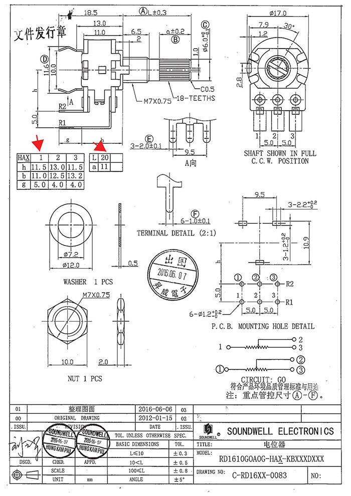 RD16可調(diào)電位器規(guī)格書